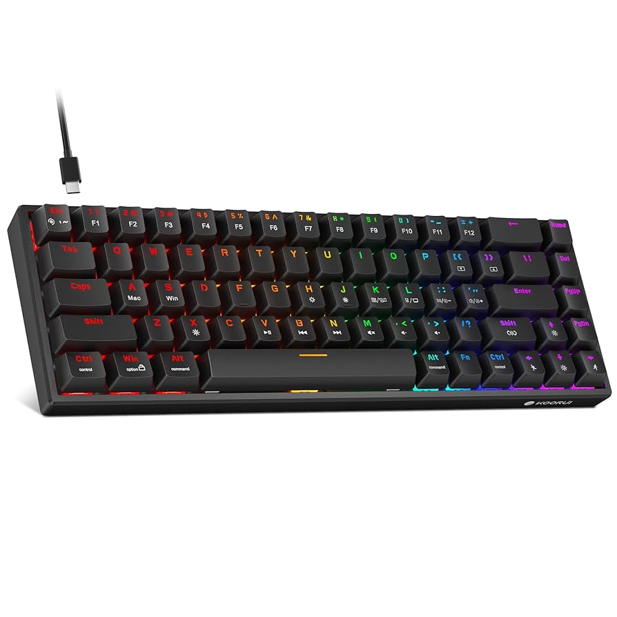 mkr様 KOORUI 60% Mechanical Gaming Keyboard, Mixed Colors LED
